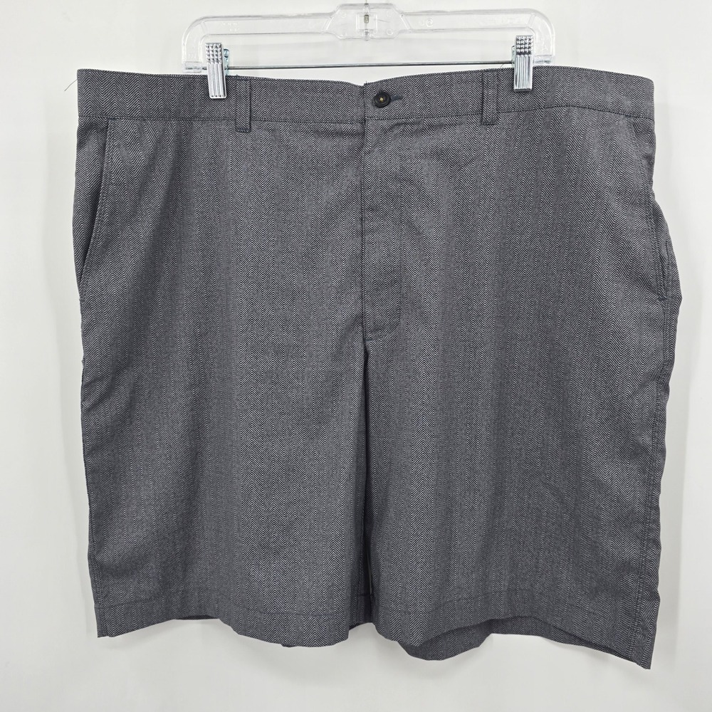 PGA Tour Mens Grey Herringbone Chevron Golf Shorts Size 42 Flat Front Stretch